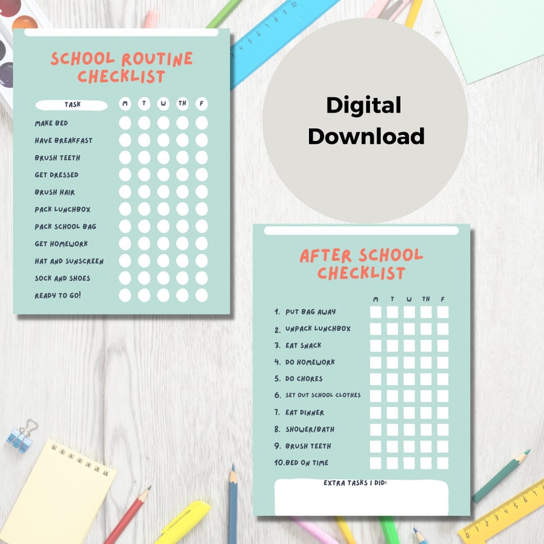 Kids Daily Checklist, Morning Checklist, Star Chart, Chore Chart ...