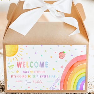 Editable Back To School Gable Box Label First Day of School Treat Bag School Gifts For Students First Day Of School Gift Beginning Of School