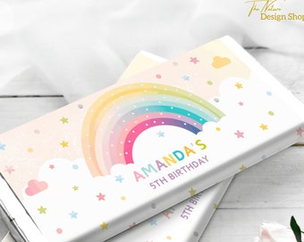 Bearbeitbare Regenbogen Schokoriegel Wrap Vorlage Geburtstag Schokoriegel Wrapper Regenbogen Candy Bar Wrapper Mädchen Regenbogen Geburtstag Dekoration TN4