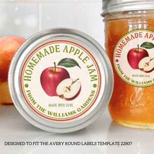 Bewerkbare appeljampotlabels Appelbotergunsten Jampotstickers sjabloon Inbliklabels Aangepaste appeltaartsticker Appelmoeslabels