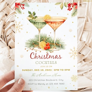 Uitnodiging voor kerstcocktail Uitnodiging voor kerstfeest Sjabloon uitnodiging voor feestcocktail Uitnodiging voor kerstfeest Uitnodiging voor kerstdiner