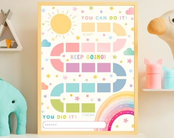 Tabla de recompensas del arco iris Tabla de recompensas para niños pequeños Tabla de entrenamiento para ir al baño Tabla de rutinas para niños Tabla de ir al baño para niños Tabla de entrenamiento para ir al baño Niñas