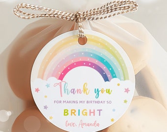 Editable Rainbow Favor Tag Rainbow Thank You Tag Rainbow Birthday Favor Tag Girl Rainbow Birthday Party Decor Rainbow Thank You Sticker TN4