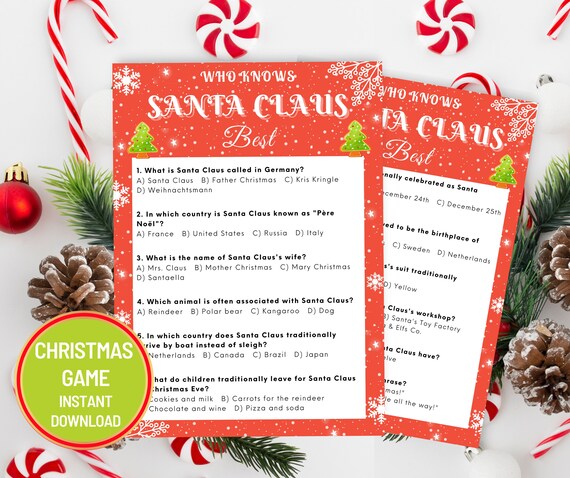 Christmas What's Your Santa Name Game, Pack of 1 Sign and 30 Name Tag  Stickers, Christmas Party Games, Christmas Decorations, Xmas Holiday Party