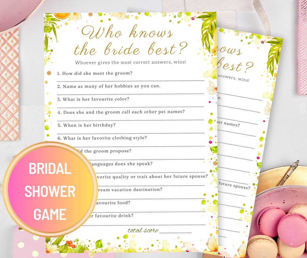 Who Knows the Bride Best Bridal Shower Game Coed Bridal Shower Games