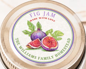 Étiquettes modifiables pour pots de confiture de figues ; Modèle d'autocollant pour confiture de figues ; Étiquettes pour conserves de confiture de figues maison