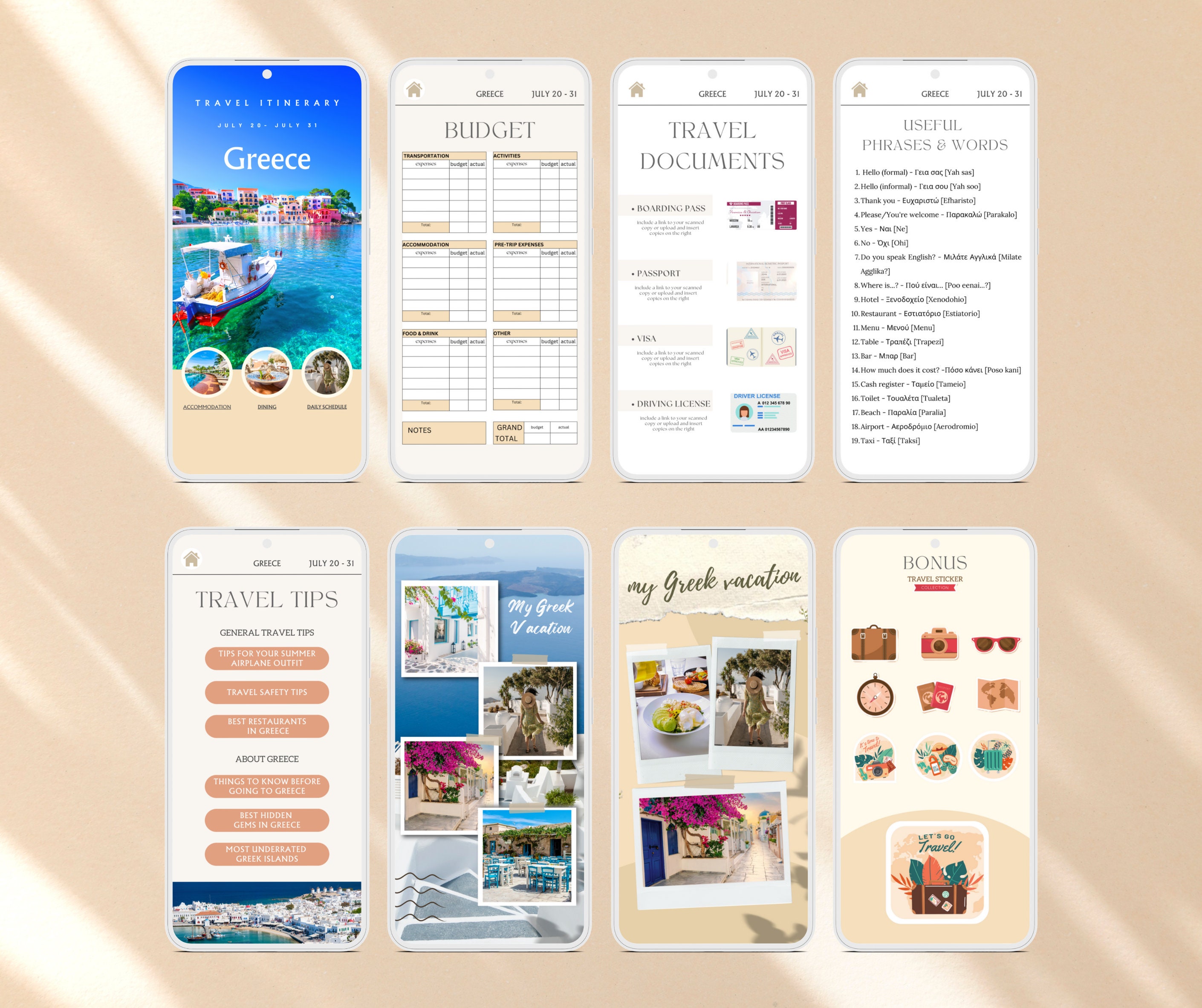 Mobile Travel Itinerary Template Canva Trip Planner Digital Travel ...