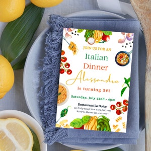 Editable Italian Birthday Party Invitation Pasta Party Invite Italian Invitation Adults Dinner Party Invitation Italian Themed Invitation