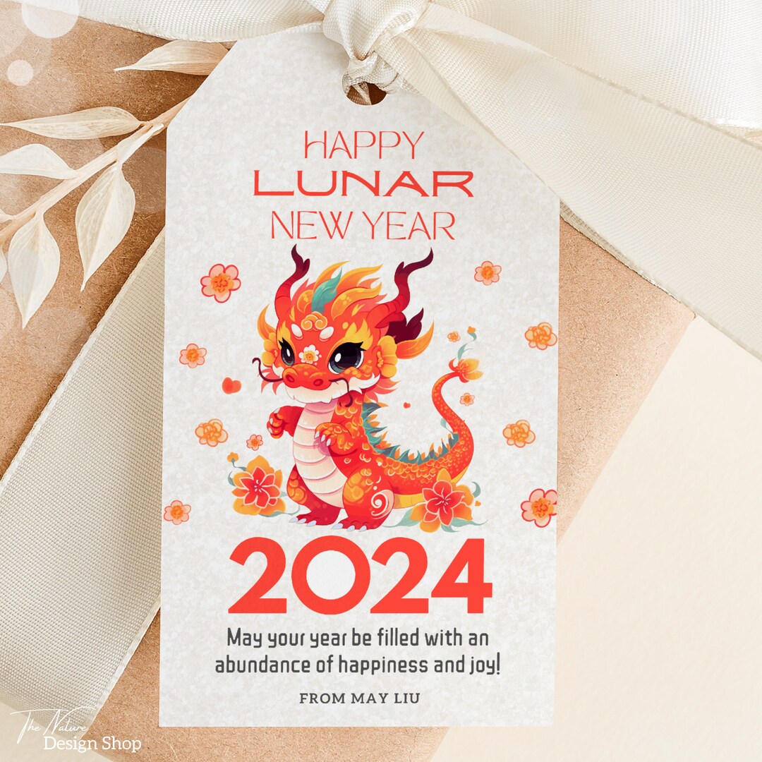Lunar New Year Gift Dragon Tag Chinese New Year Dragon Printable Tag