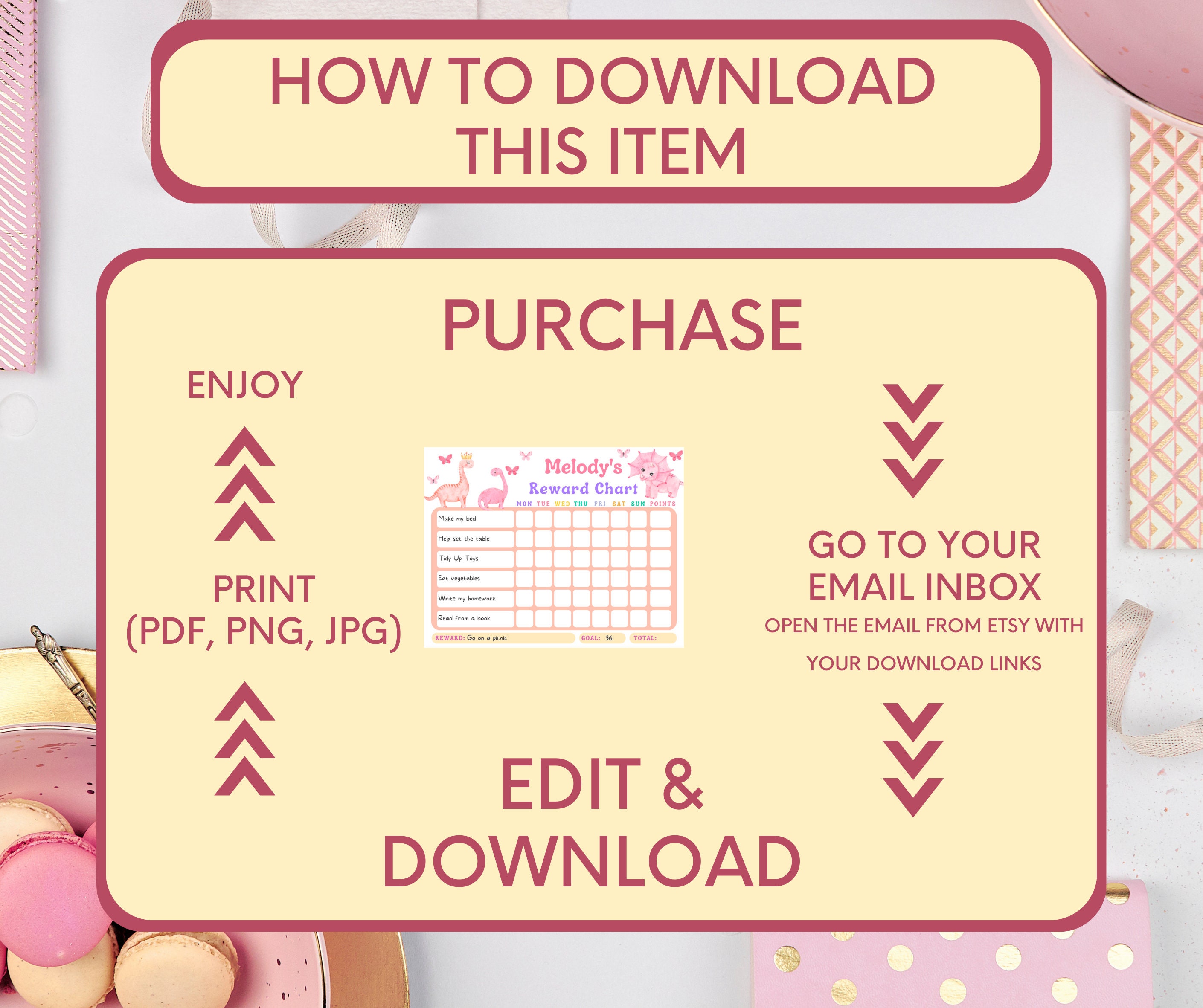 Girls Dinosaur Reward Chart Dino Chore Chart for Girls Pink Dinosaur ...