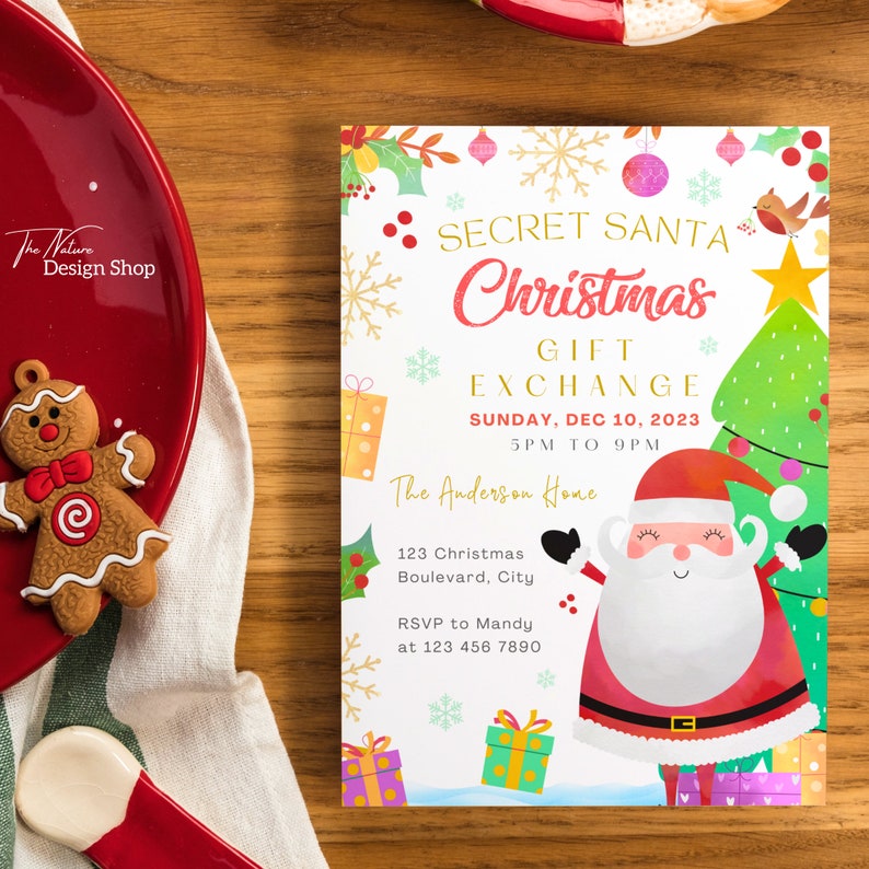Secret Santa Invitation Secret Santa Invite Secret Santa Gift Exchange ...