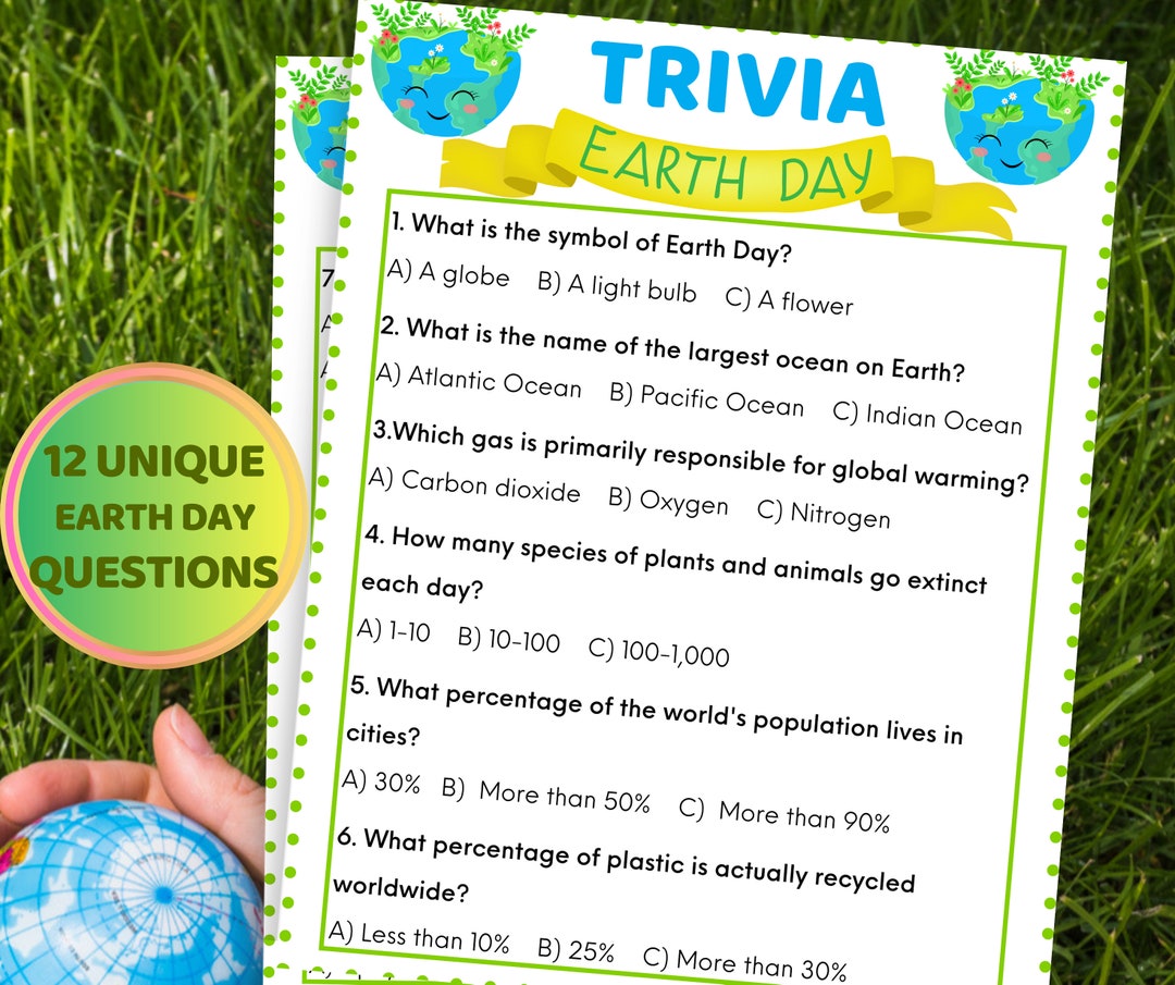 Earth Day Trivia Game Kids Earth Day Printable Games Earth Day Etsy