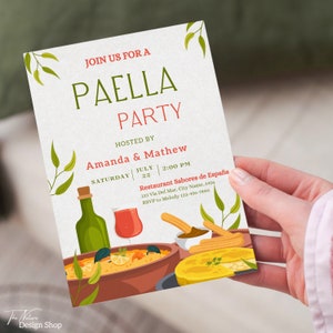 Paella Invitation Paella Party Invitation Paella Party Invite Spanish Fiesta Invitations Invitation Mediterranean Bridal Shower Invitation
