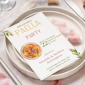 Paella Invitation Paella Party Invitation Paella Party Invite Spanish Fiesta Invitations Invitation Fiesta Bridal Shower Invitation