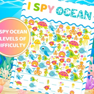 I Spy Ocean Game Kids Under The Sea Party Birthday Game Kids Summer Party Activities Mermaid Party Game Ocean Party Kids I Spy Printable