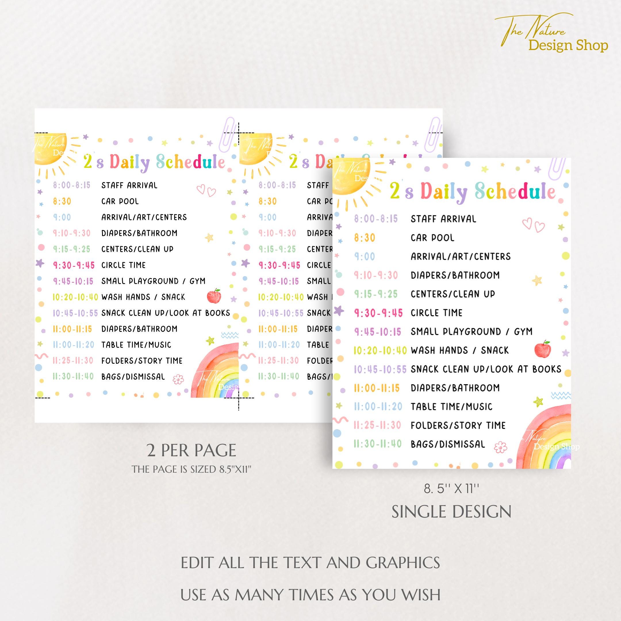 Editable Daily Schedule Template Preschool Teacher Daily Schedule ...