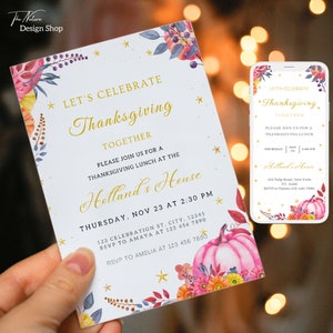 Thanksgiving Invitation Template Thanksgiving Invitation Digital Download Canva Thanksgiving Invitation Printable Pumpkin Invitation TN3