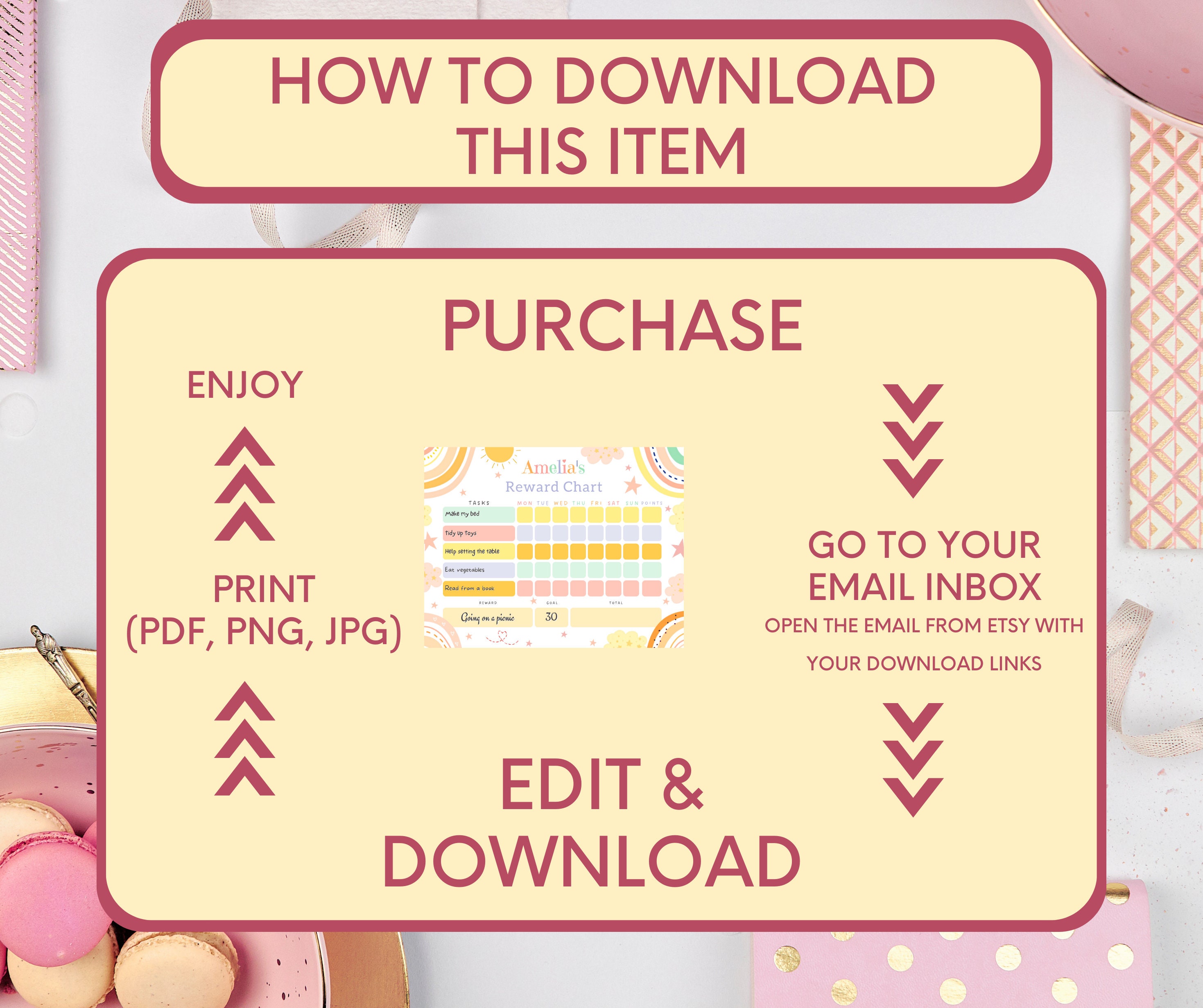 Editable Colorful Rainbow Reward Chart for Kids Daily Routine Chart ...