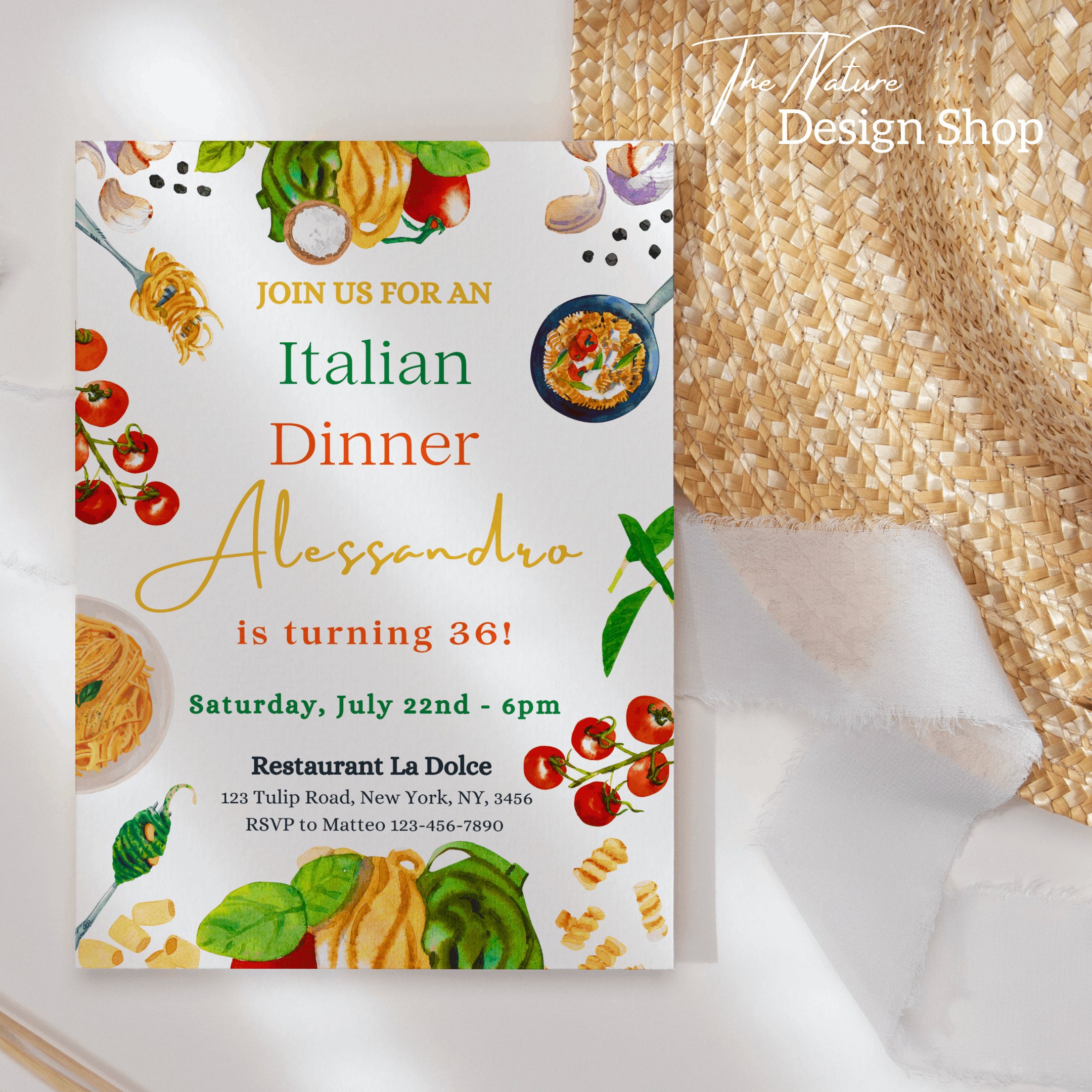 Editable Italian Birthday Party Invitation Pasta Party Invite Italian