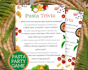 Pasta Trivia Game Pasta Party Favors Pasta Party Games Pasta Birthday Party Pasta Dinner Party Italian Theme Favors Pasta Party Decorations