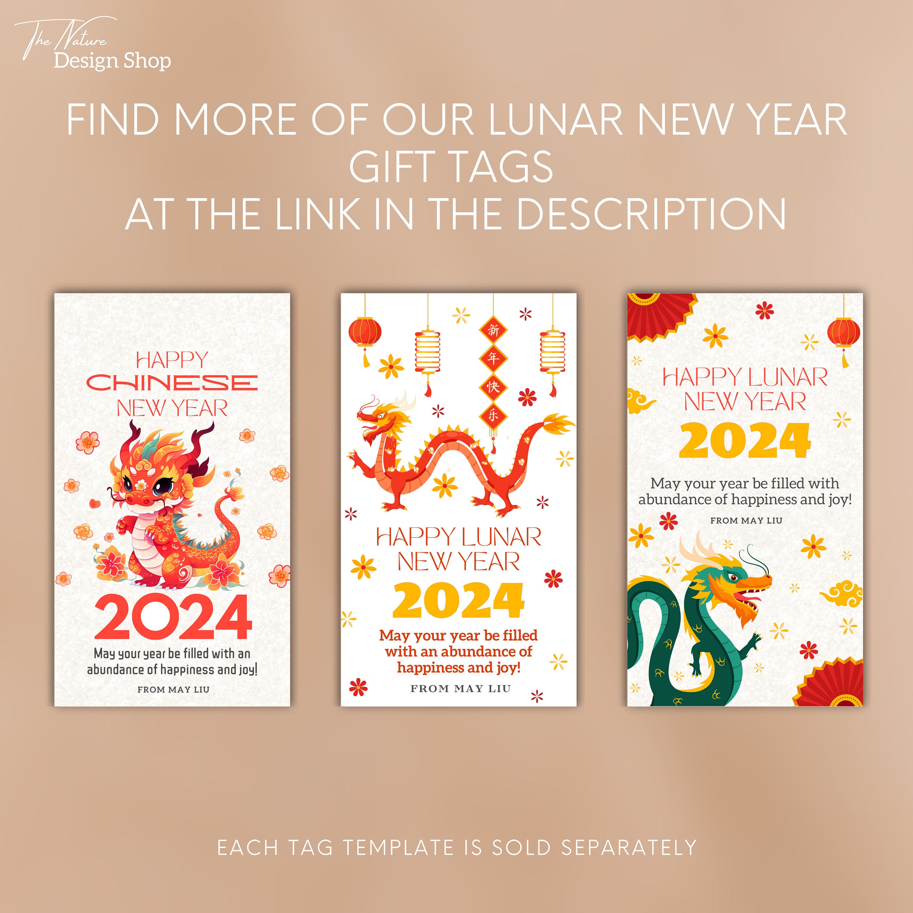 Lunar New Year Gift Dragon Tag Chinese New Year Dragon Printable Tag