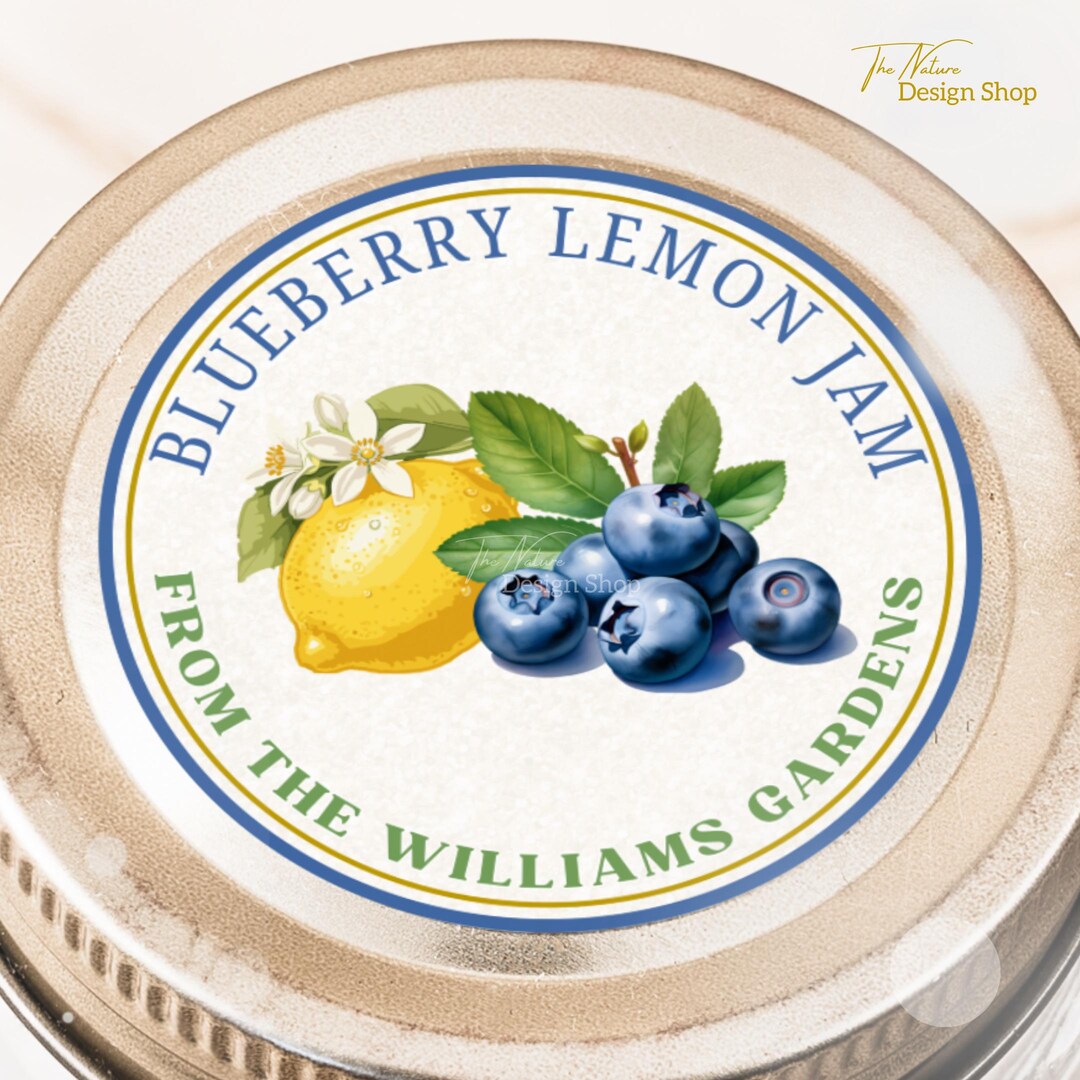 Editable Blueberry Jam Label Blueberry Lemon Marmalade Canning Label ...