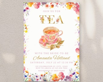 Afternoon Tea Invitation Tea With The Bride To Be Invitation High Tea Invite Bridal Tea Time For Tea With Mommy To Be Invitation Wedding TN5