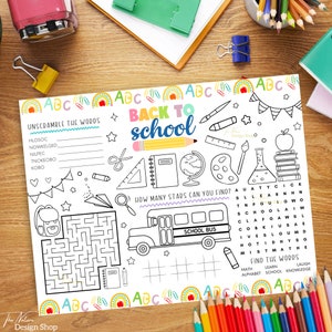 Back to School Activity Placemat First Day of School Worksheet Back to ...