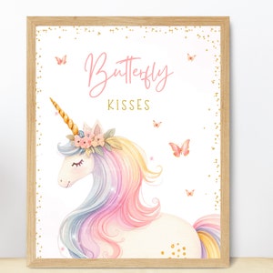 Unicorn Food Sign Magical Unicorn Birthday Sign Decor Unicorn Party Favor Sign Butterflies Unicorn Girl Birthday Instant Download TN10