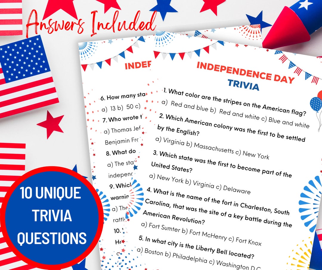 Fourth of July Trivia Game 4th of July Game Independence Day Kids ...