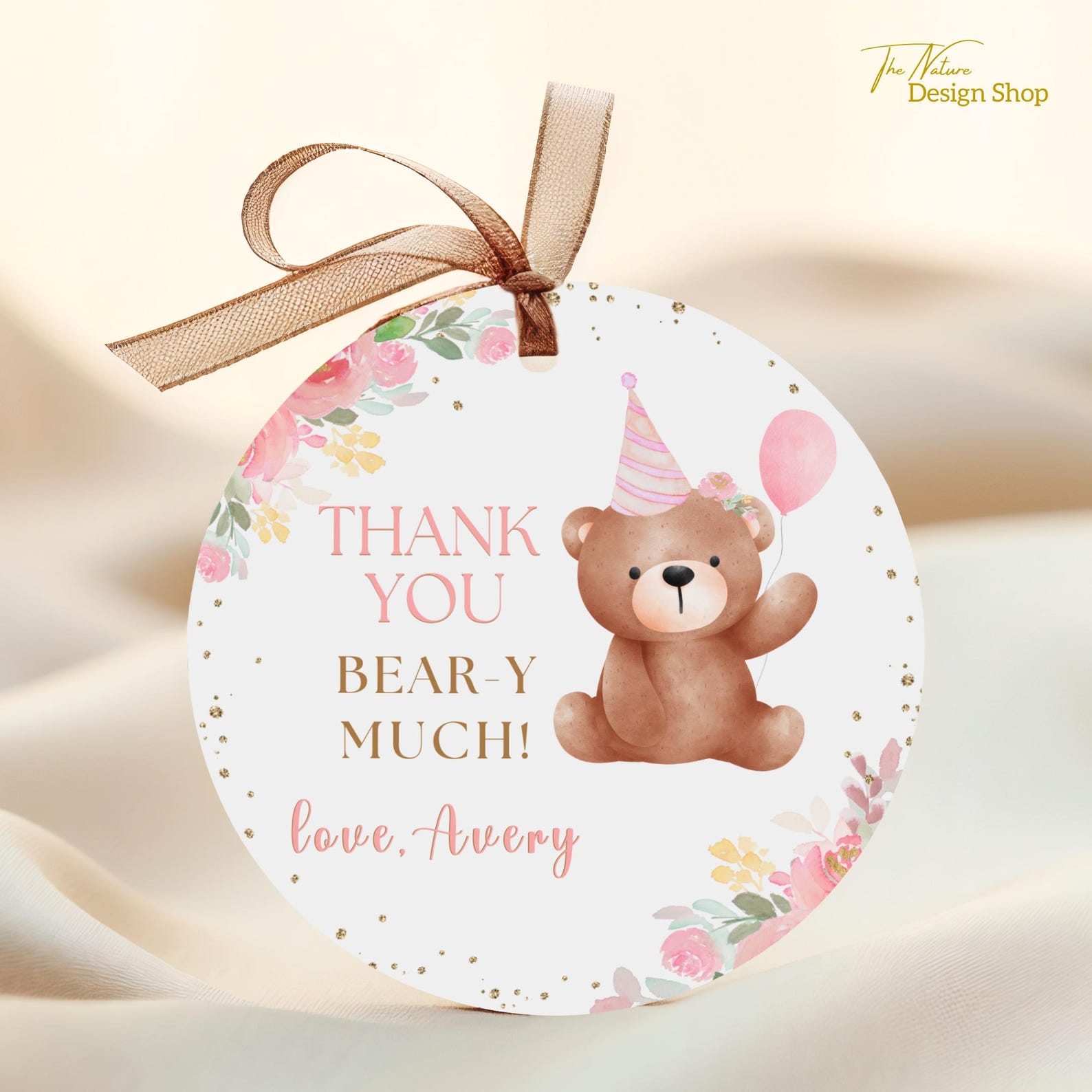 Tag Bea Editable Bear Favor Tag Teddy Bear Thank You Tag Beary First Birthday ...