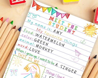 Meet The Student Letter Template Teacher Kindergarten First Day Of School Worksheet Student Back to School Printable First School Interview