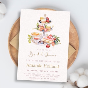 Tee mit der Braut, die Einladungen Brautdusche Tee-Party Hochzeit High Tea einladen Braut Tee Zeit für Tee mit Mama, um Einladung TN5 zu sein