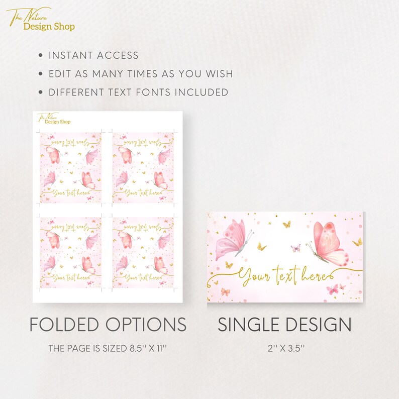 Editable Butterfly Food Label Tent Card Butterfly Birthday Food Card ...