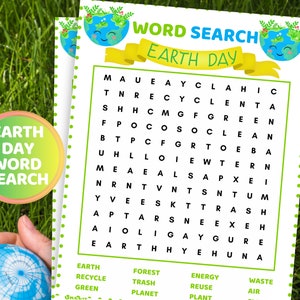Earth Day Word Search Game Kids Earth Day Printable Games Earth Day Activity Kids Earth Day Party Earth Day Classroom Ecology Game Recycling