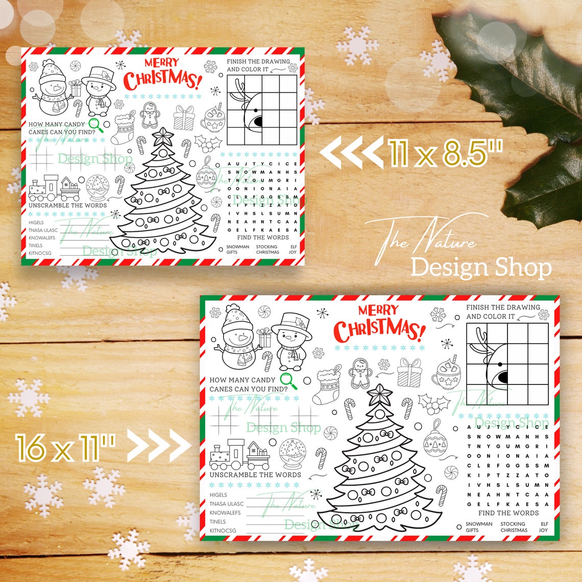 Christmas Coloring Placemats Christmas Activity Placemat Christmas