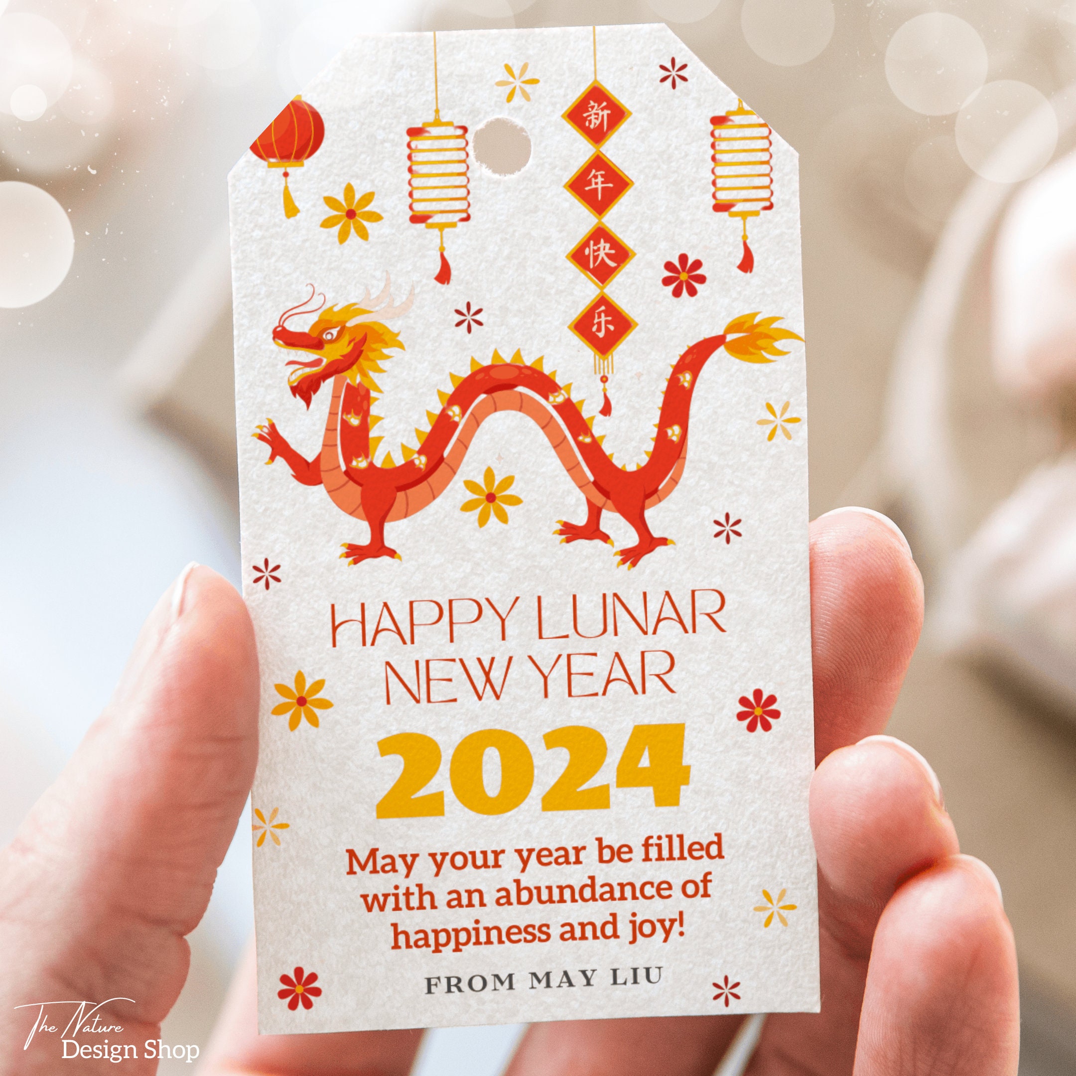 Lunar New Year Gift Dragon Tag Chinese New Year Dragon Printable Tag
