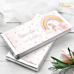 Editable Unicorn Chocolate Wrapper Unicorn Chocolate Bar Wrap Template Unicorn Birthday Chocolate Bar Label Unicorn Candy Bar Wrapper  TN10