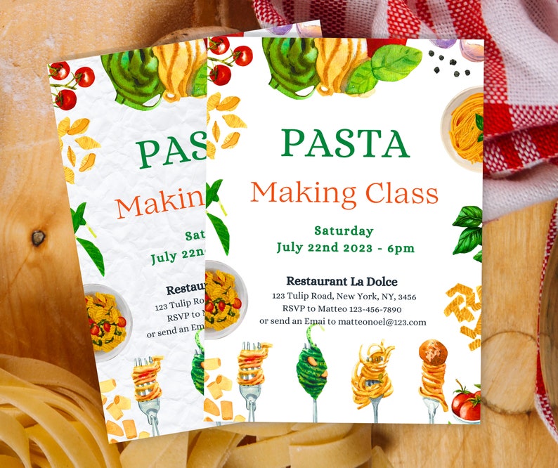 Editable Italian Pasta Making Party Invitation Italian Party Food