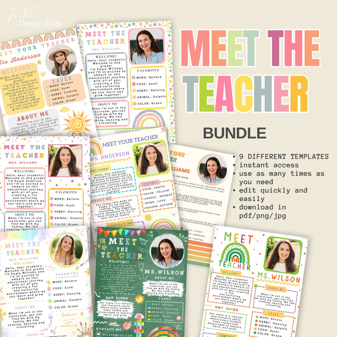Meet the Teacher Template Bundle Meet Theteacher Kindergarten Letter ...