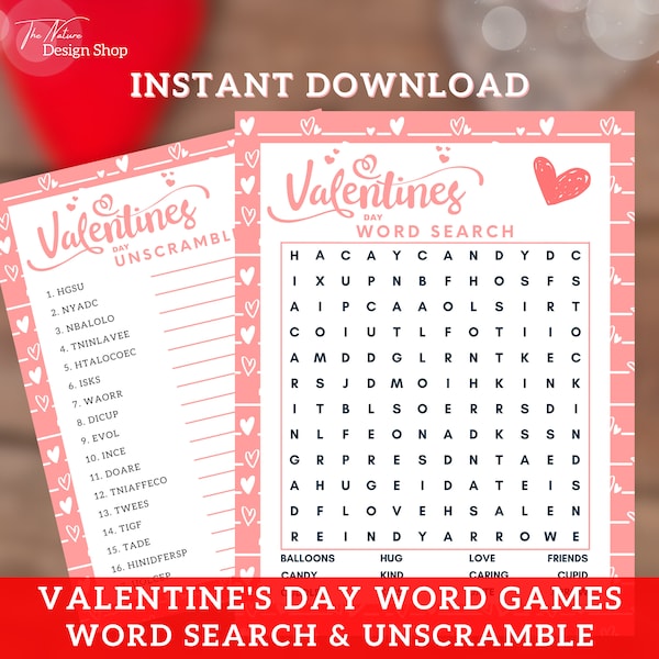 Valentines Day Word Search Valentine Word Search Valentines Day Activity Kids Valentines Day Activity Printable Valentines Day Word Scramble