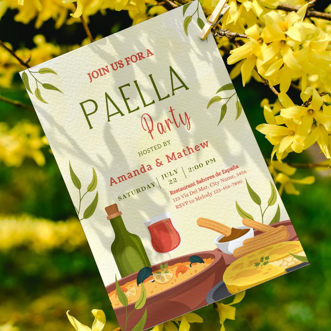 Paella Invitation Paella Party Invitation Paella Party Invite Etsy