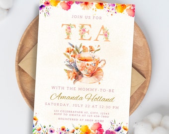Tee Mit Mama Zu Einladung Tee Mit Der Mama Zu Einladungen Erwachsene Tee-Party High Tea Einladung Babyparty Teezeit Für Tee Mama TN5