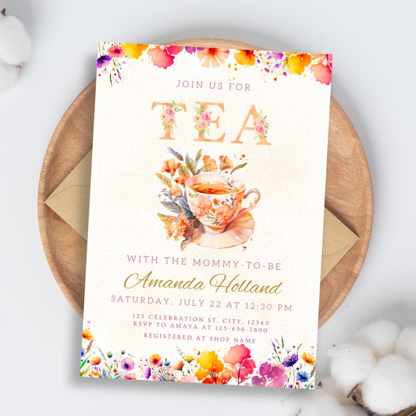 Tea With Mommy To Be Invitation Tea With The Mom To Be Invitations Adult Tea Party High Tea Invite Baby Shower Tea Time For Tea Mom TN5