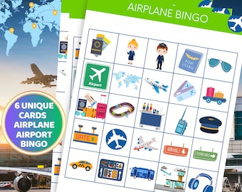 Flugzeug Kinder Bingo Flugzeug Spiele Kinder Flughafen Spiele Kinder Flug Spiele Aktivitäten Kinder Flughafen Aktivität Reiseaktivität Familienreise Bingo