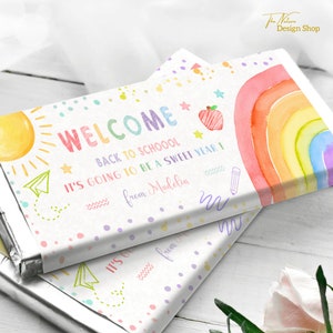 Editable Back To School Candy Bar Wrap Template 1st Day of School Gift for Teacher Chocolate Bar Wrapper First Day of School Gift Students