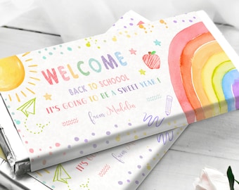 Editable Back To School Candy Bar Wrap Template 1st Day of School Gift for Teacher Chocolate Bar Wrapper First Day of School Gift Students
