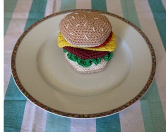 Crochet dinner, cheeseburger, cotton