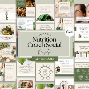 Nutrition Coach, Nutrition Instagram Posts, Wellness Coach, Health and Wellness Nutritionist Instagram Template, Dietician, Editable Canva