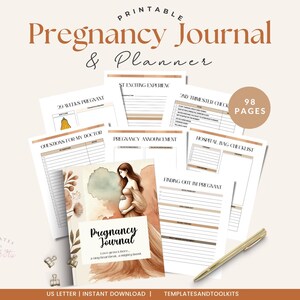 Printable Pregnancy Journal | Planner Printable Pregnancy Checklist | Pregnancy Planner | Pregnancy Organizer | Pregnancy tracker | 98 Pages
